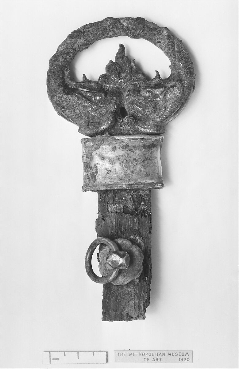 Sword with Scabbard Mounts, Iron, bronze, gold, silver, wood, Chinese