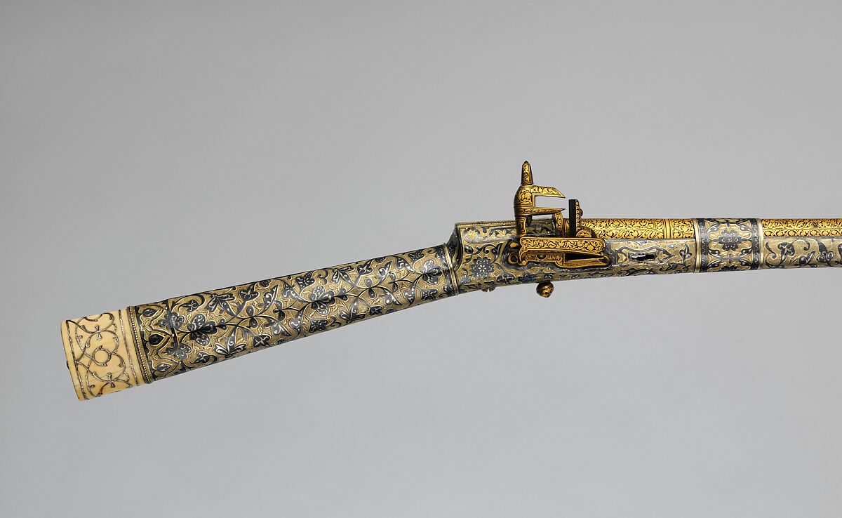 Flintlock Rifle, Steel, silver, niello, gold, ivory, Caucasian, Kubachi, Dagestan
