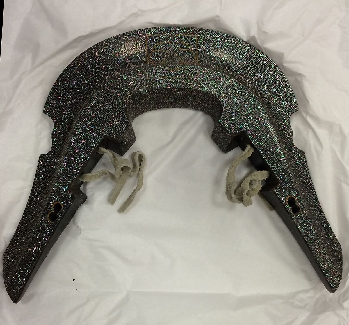 Saddle (Kura), Signed by Chikara (Japanese, active ca. 1610), Wood, mother-of-pearl, linen, lacquer, gold, Japanese