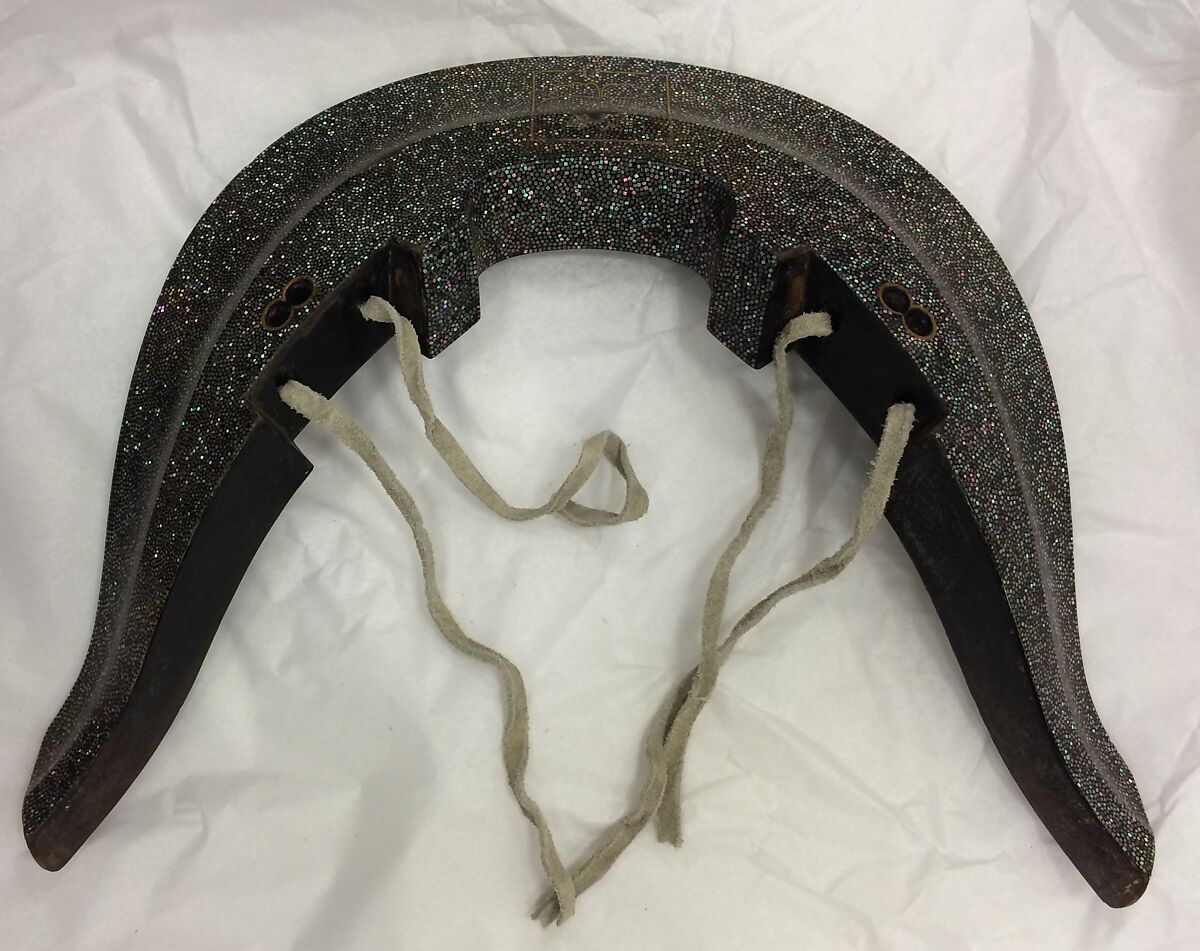 Saddle (Kura), Signed by Chikara (Japanese, active ca. 1610), Wood, mother-of-pearl, linen, lacquer, gold, Japanese