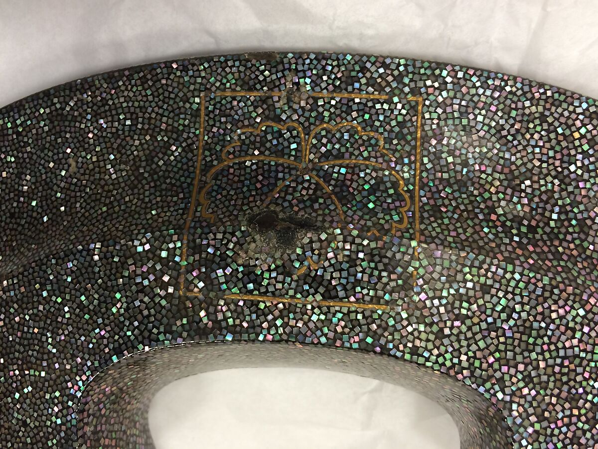 Saddle (Kura), Signed by Chikara (Japanese, active ca. 1610), Wood, mother-of-pearl, linen, lacquer, gold, Japanese