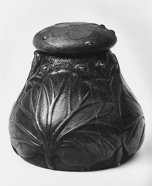 Covered Box, Designed by Louis C. Tiffany (American, New York 1848–1933 New York), Wood; European walnut (?), glass, American