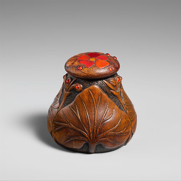 Covered Box, Designed by Louis C. Tiffany (American, New York 1848–1933 New York), Wood; European walnut (?), glass, American 