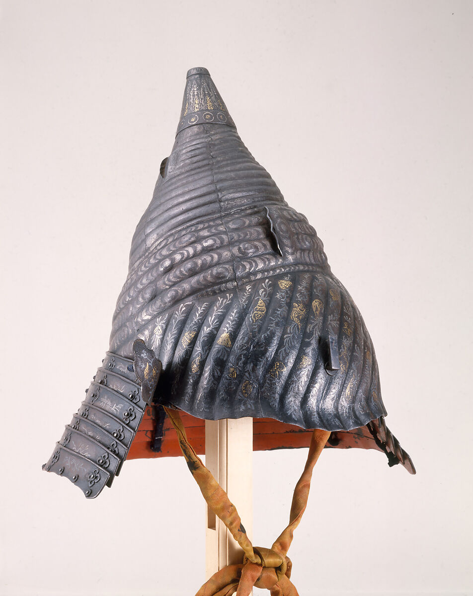 Helmet in the Shape of a Sea Conch, Iron, gold, silver, Japanese 