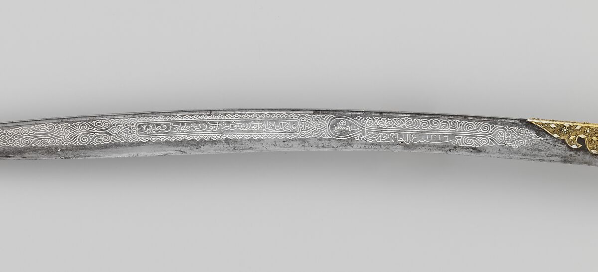 Yatagan with Scabbard, Steel, silver, gold, coral, Anatolian or Balkan