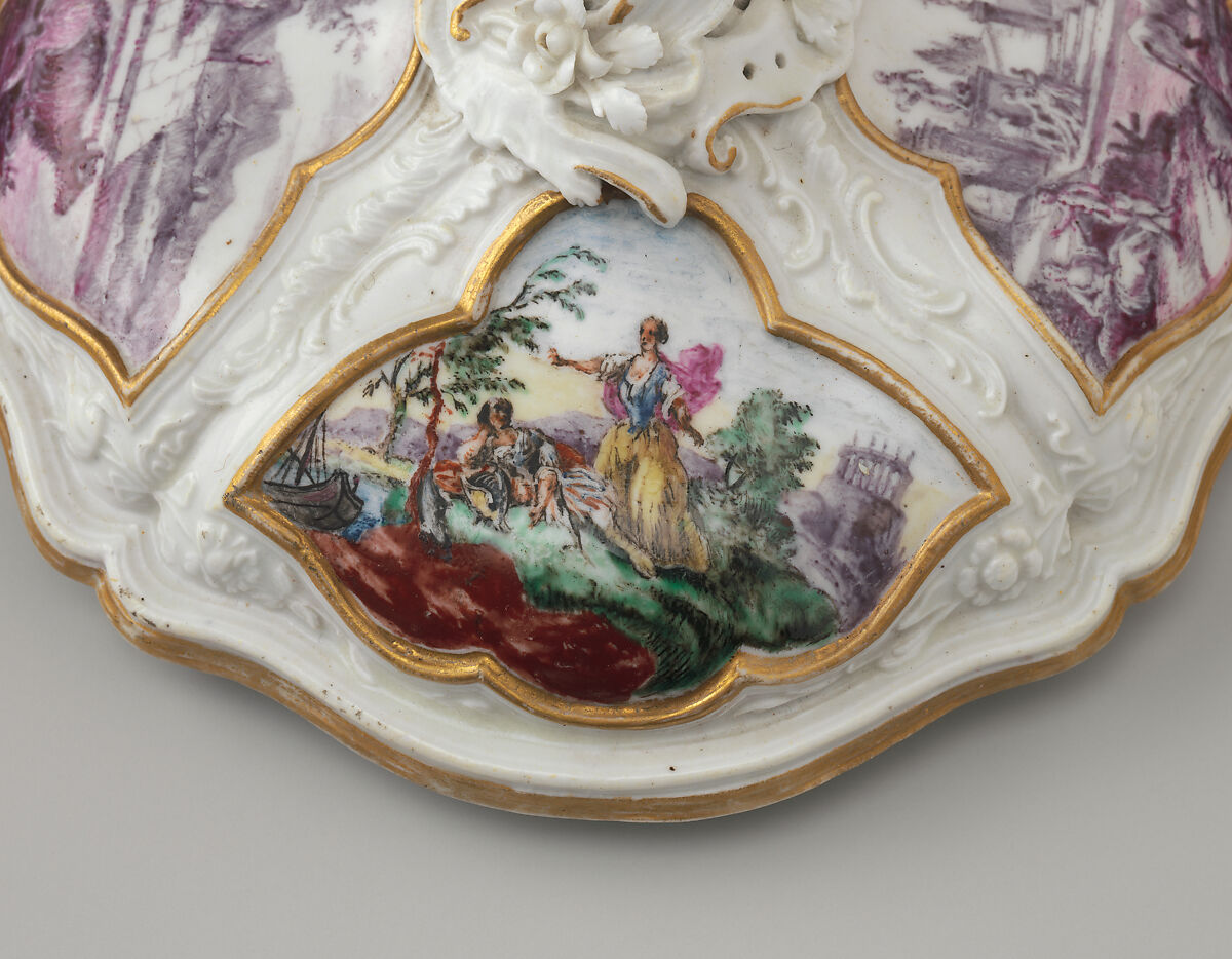 Covered bowl and stand, Le Nove Porcelain Manufactory, Hard-paste porcelain, Italian, Nove