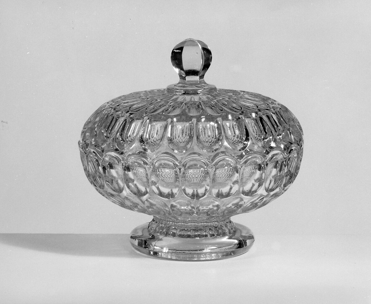 Covered Butter Dish, Bakewell, Pears and Company (1836–1882), Pressed glass, American 