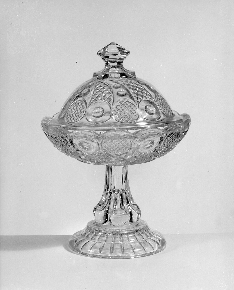 Covered Compote, Pressed glass, American 