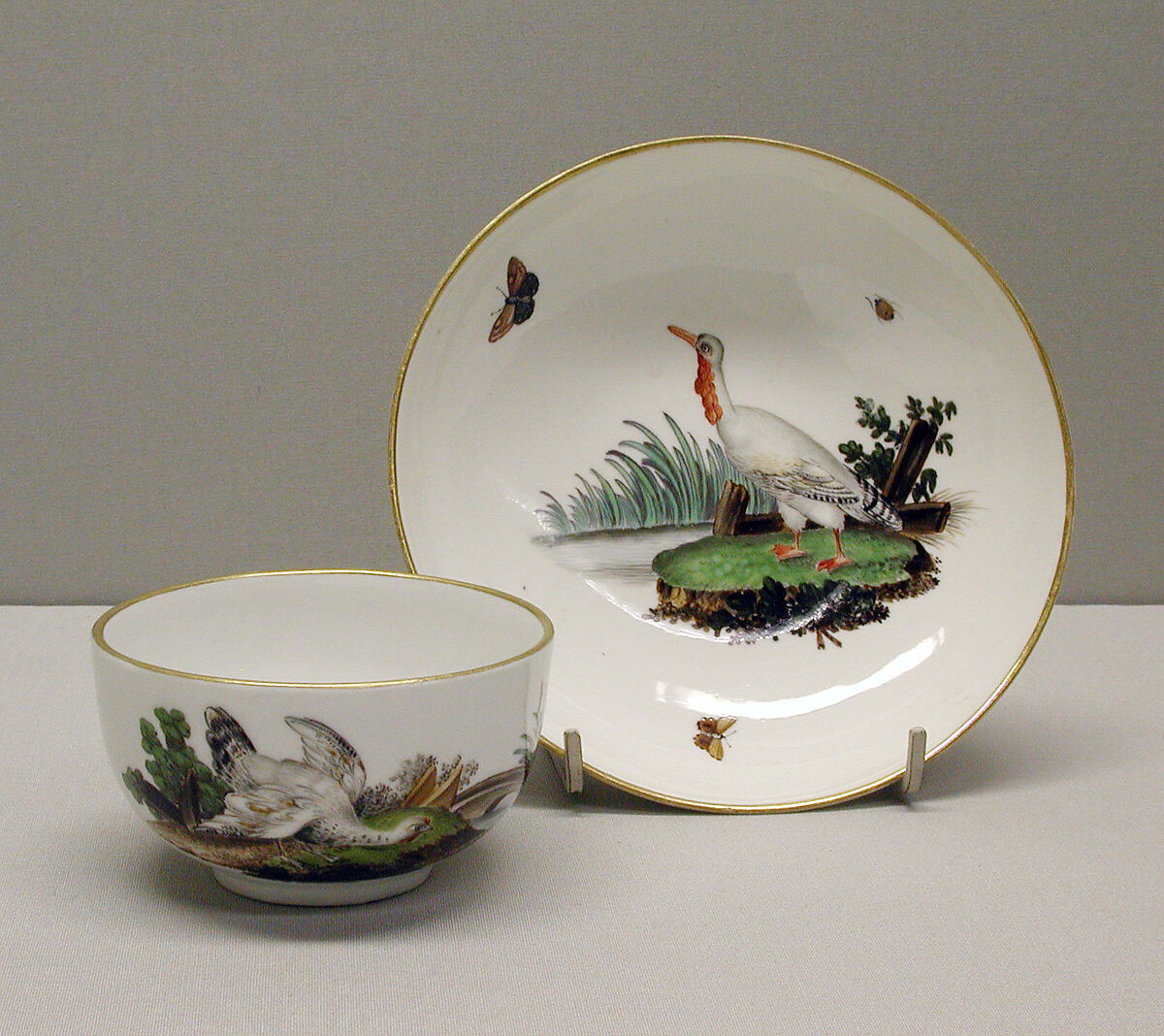 Teacup and saucer, Höchst Manufactory (German, 1746–1796), Hard-paste porcelain, German, Höchst 