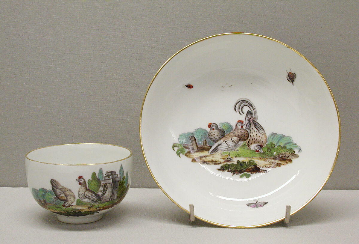 Teacup and saucer, Höchst Manufactory (German, 1746–1796), Hard-paste porcelain, German, Höchst 