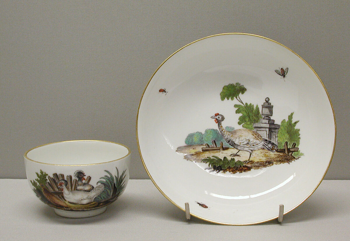 Teacup and saucer, Höchst Manufactory (German, 1746–1796), Hard-paste porcelain, German, Höchst 