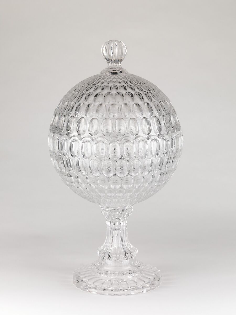 Covered compote, Bakewell, Pears and Company (1836–1882), Pressed glass, American 