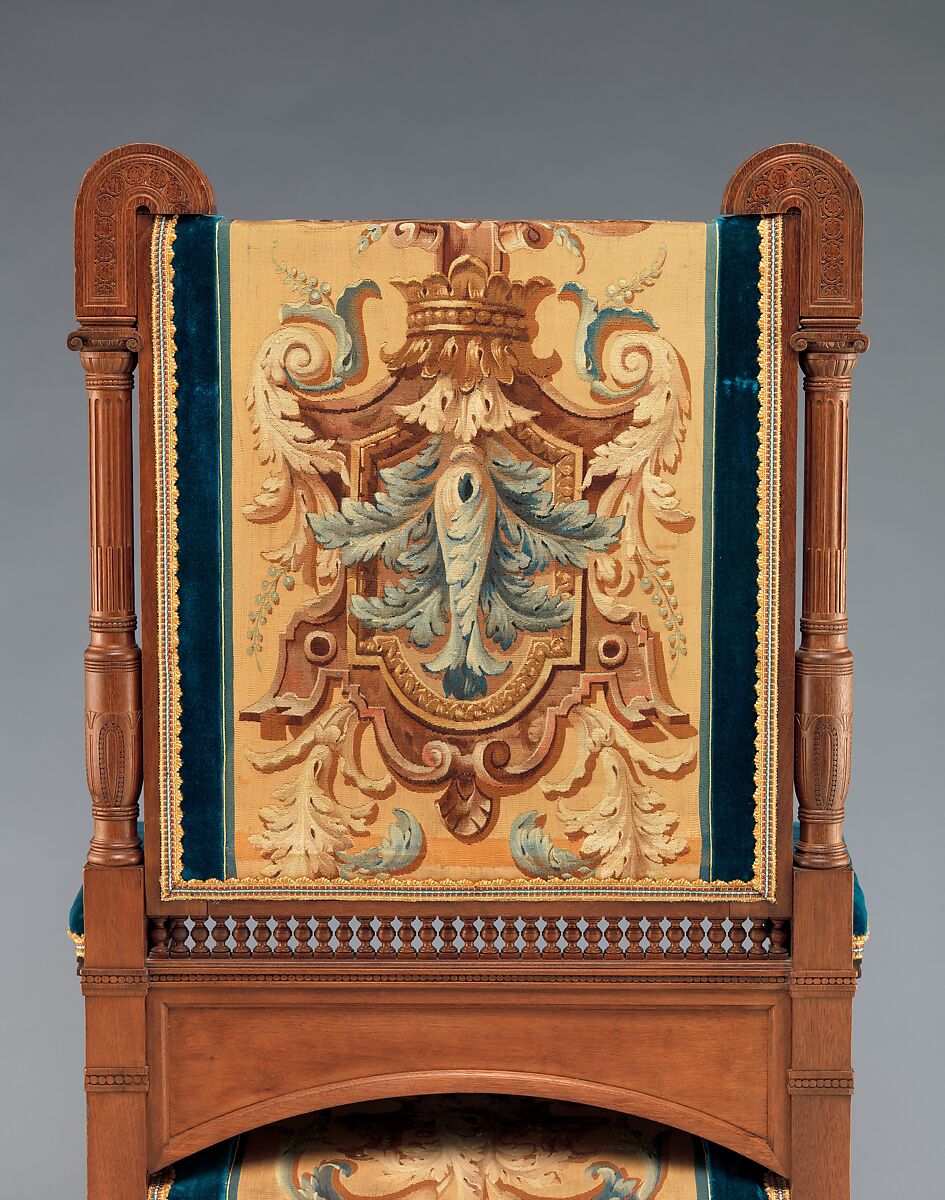 Armchair, Pottier and Stymus Manufacturing Company (active ca. 1858–1918/19), Black walnut, original and reproduction upholstery, American