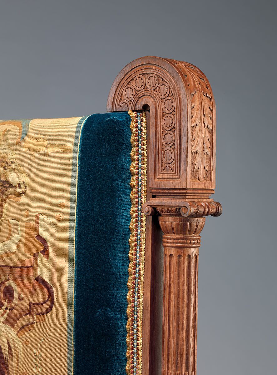 Armchair, Pottier and Stymus Manufacturing Company (active ca. 1858–1918/19), Black walnut, original and reproduction upholstery, American