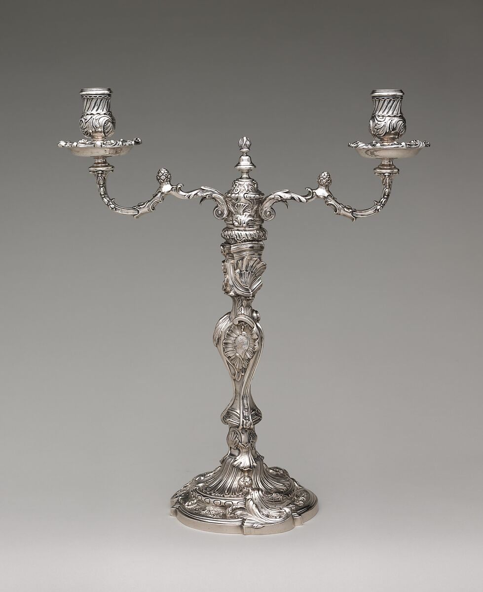 Candelabrum (one of a pair), David Willaume II (British, 1693–1761), Silver, British, London 