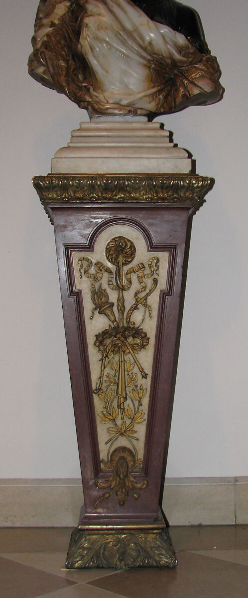 Pedestal [for Woman from the French Colonies], Charles-Henri-Joseph Cordier (French, 1827–1905), Red and white marble pedestal with gilt-bronze mounts and ornaments, French, Paris 