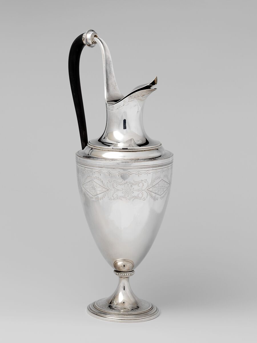 Ewer (aiguière), Pierre Joseph Jacques Tiberghien (1755–1810), Silver, ebony, Flemish, Ghent 