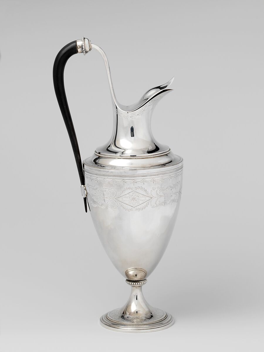 Ewer (aiguière), Pierre Joseph Jacques Tiberghien (1755–1810), Silver, ebony, Flemish, Ghent
