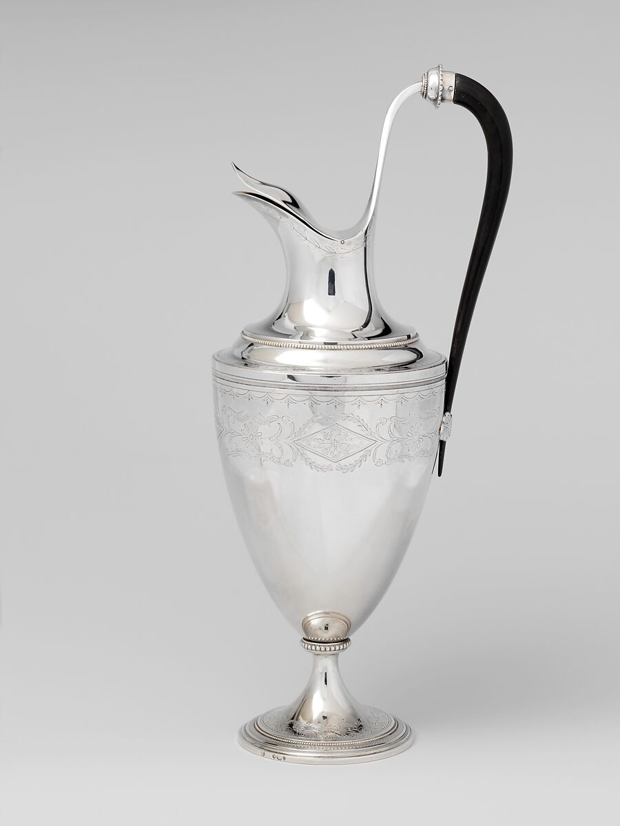 Ewer (aiguière), Pierre Joseph Jacques Tiberghien (1755–1810), Silver, ebony, Flemish, Ghent