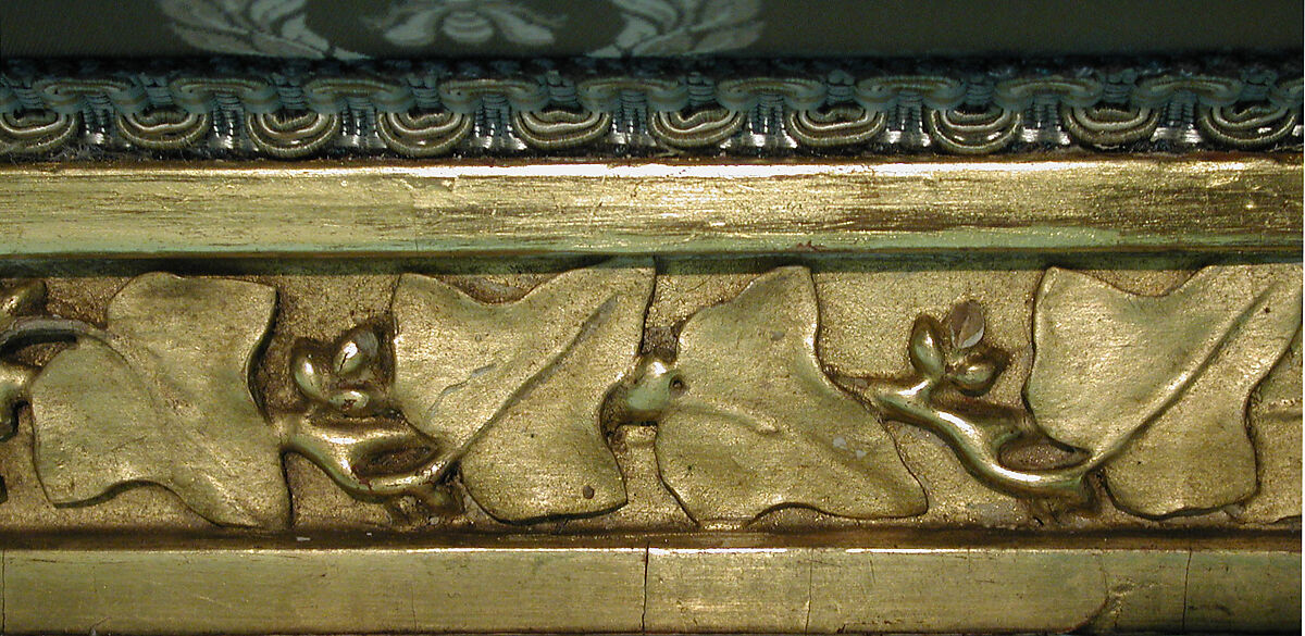 Settee, Andrei Nikiforovich Voronikhin (Russian), Light colored hardwood, carved, gilded and painted; light blue silk show cover (later), Russian, St. Petersburg