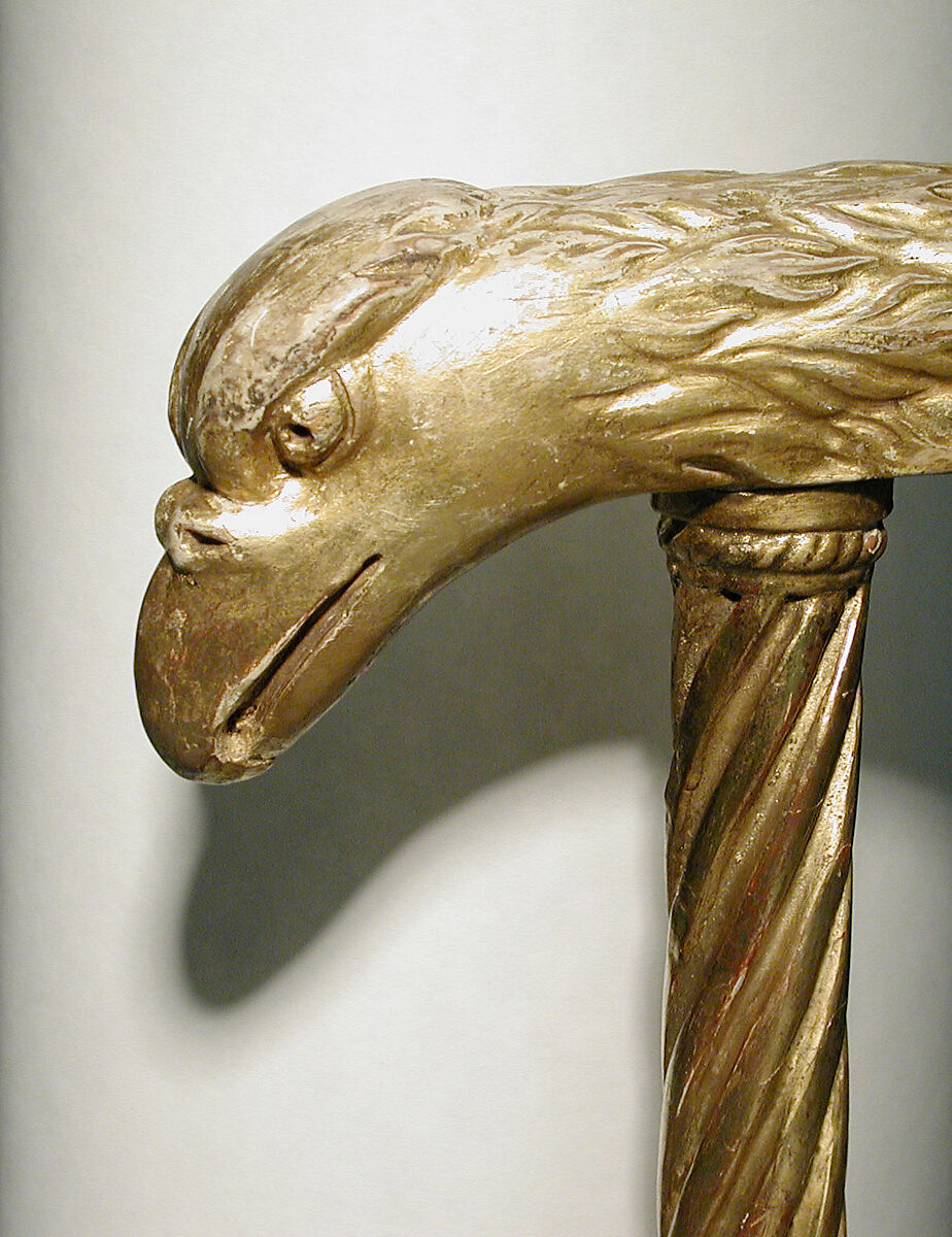 Settee, Andrei Nikiforovich Voronikhin (Russian), Light colored hardwood, carved, gilded and painted; light blue silk show cover (later), Russian, St. Petersburg