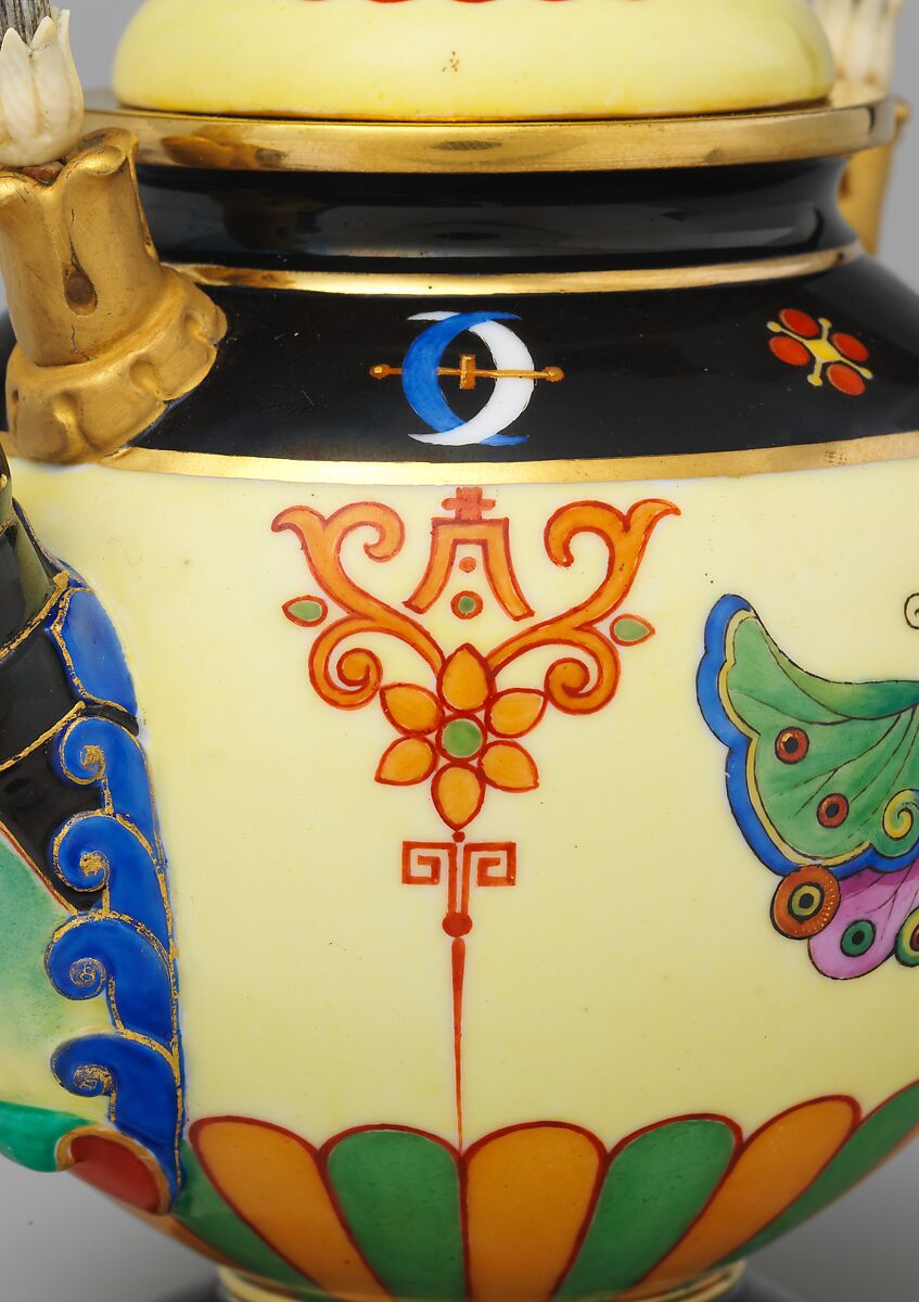 Teapot (Théière chinoise), Sèvres Manufactory (French, 1740–present), Hard-paste porcelain decorated in polychrome enamels, gold, silver, ivory, French, Sèvres