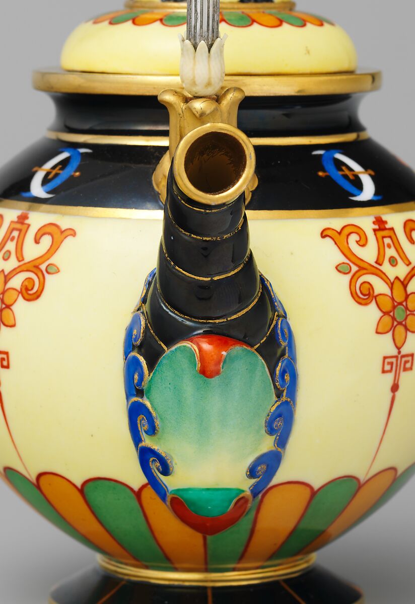 Teapot (Théière chinoise), Sèvres Manufactory (French, 1740–present), Hard-paste porcelain decorated in polychrome enamels, gold, silver, ivory, French, Sèvres