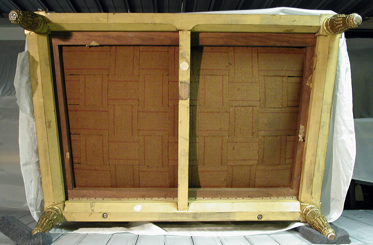 Small settee (Marquise) (part of a set), Georges Jacob (French, Cheny 1739–1814 Paris), Carved and gilded walnut; 18th-century embroidered silk-satin (not original to the frame), French