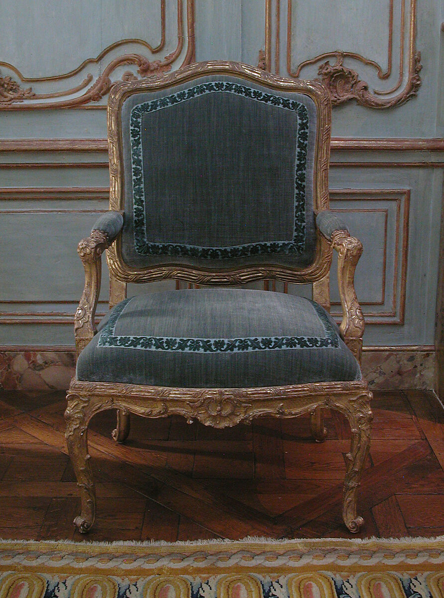 Armchair (one of a pair), Gilded beech, French 