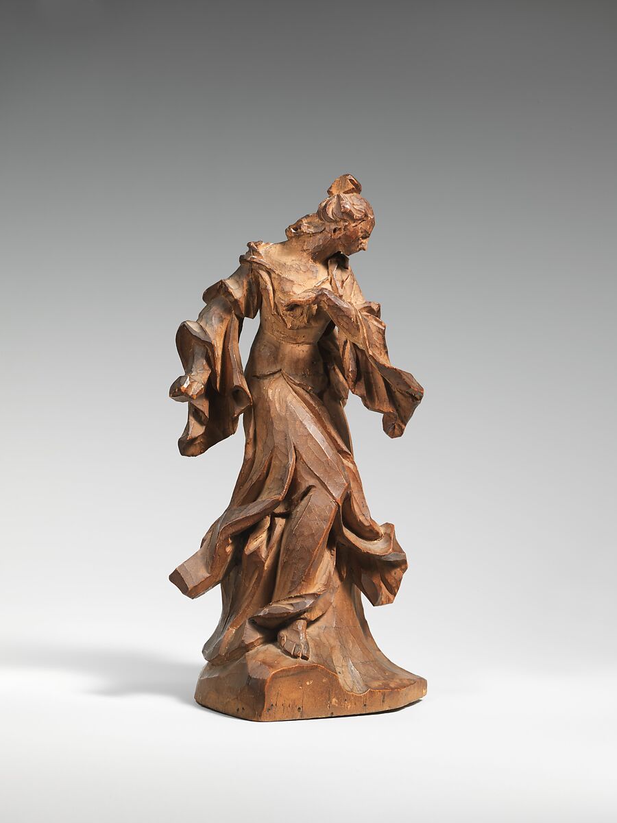 Model for the so-called "Female Saint of Starnberg", Ignaz Günther (German, Altmannstein 1725–1775 Munich), Linden wood with pencil marks, German, Munich