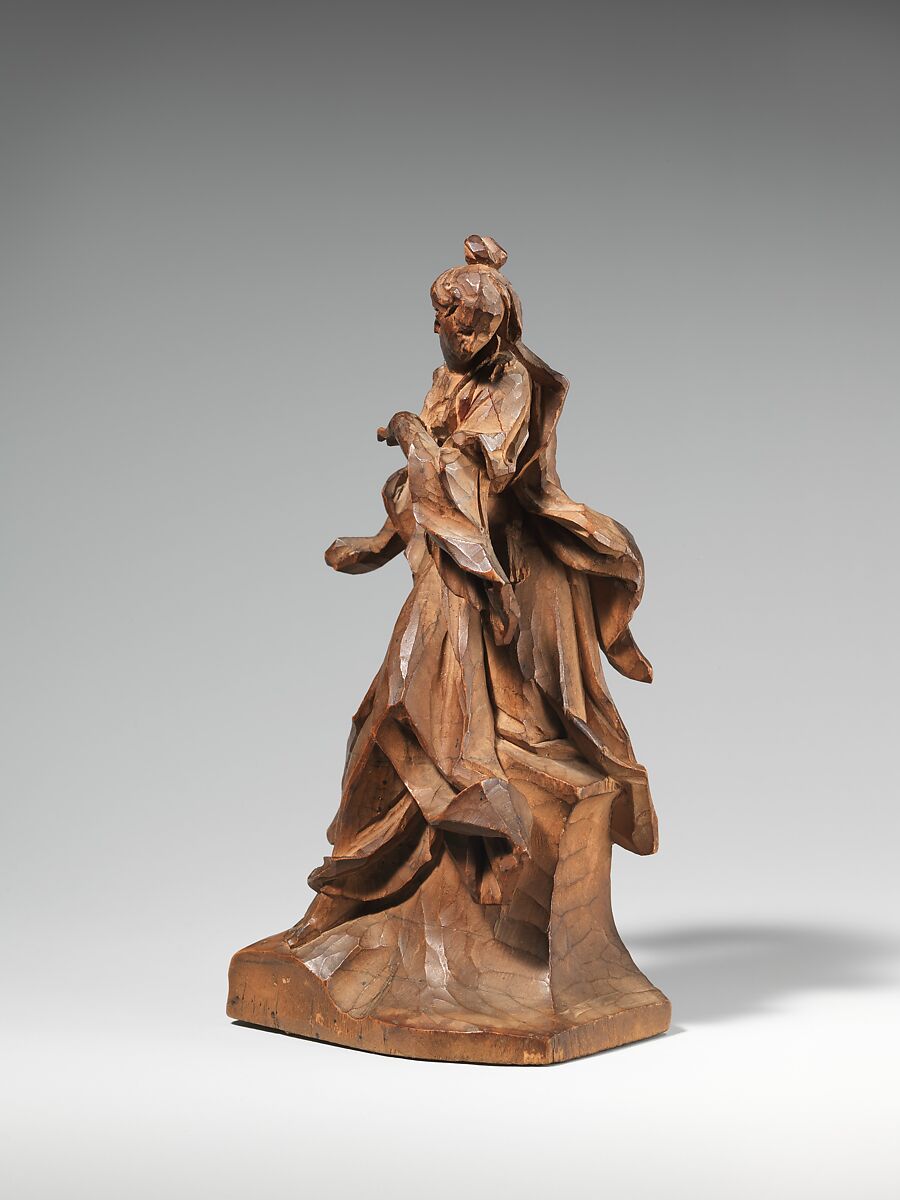 Model for the so-called "Female Saint of Starnberg", Ignaz Günther (German, Altmannstein 1725–1775 Munich), Linden wood with pencil marks, German, Munich