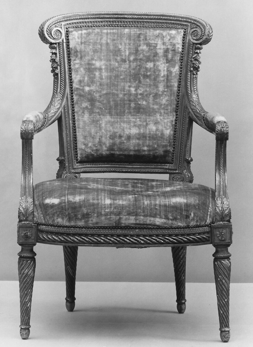 Armchair (part of a set), Georges Jacob (French, Cheny 1739–1814 Paris), Walnut, gilded, French, Paris