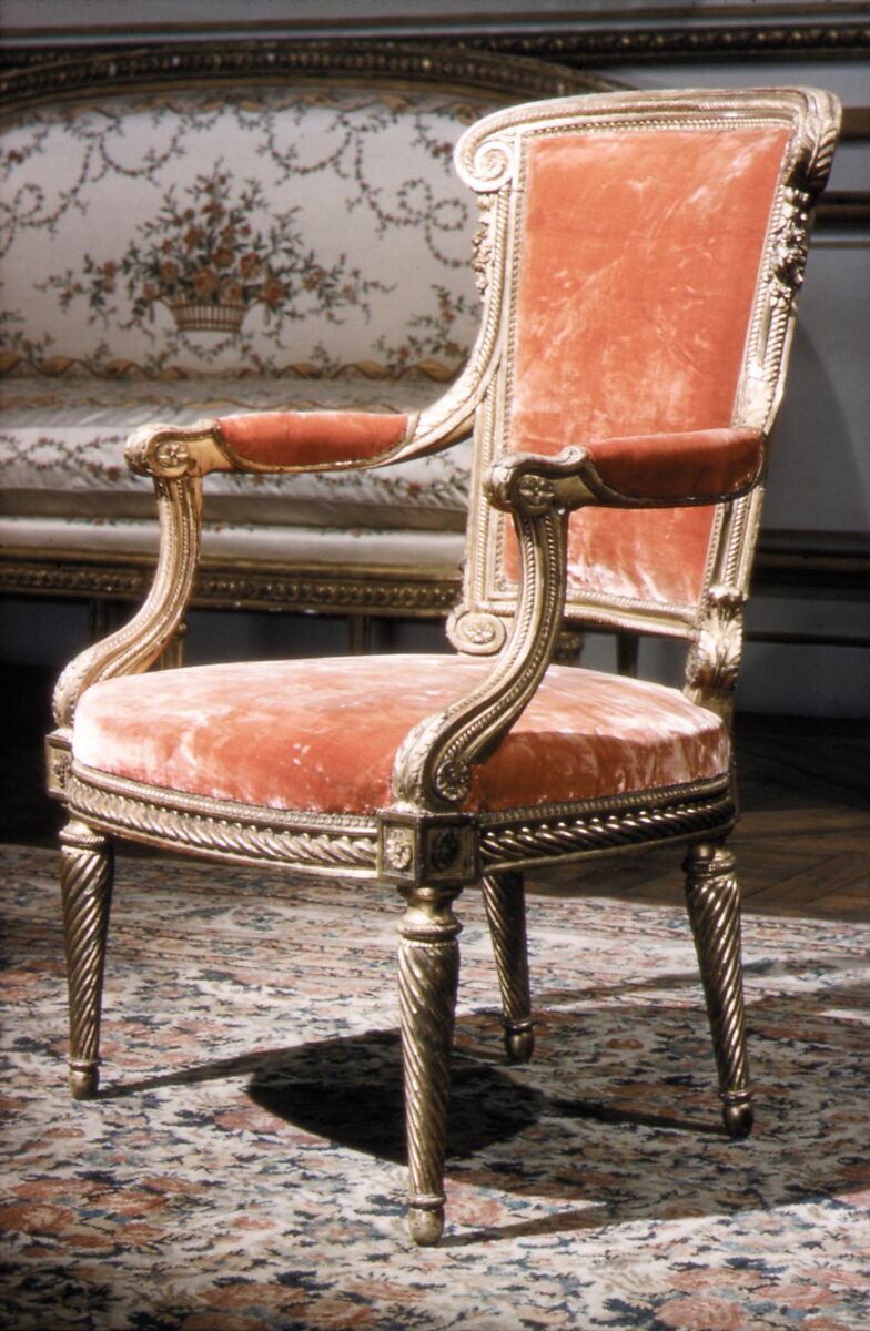 Armchair (part of a set), Georges Jacob (French, Cheny 1739–1814 Paris), Walnut, gilded, French, Paris 