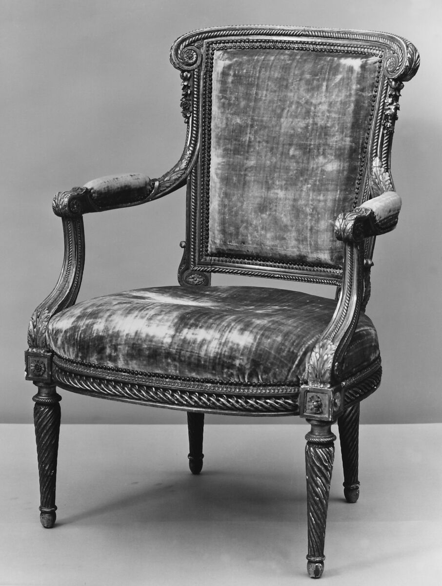Armchair (part of a set), Georges Jacob (French, Cheny 1739–1814 Paris), Walnut, gilded, French, Paris