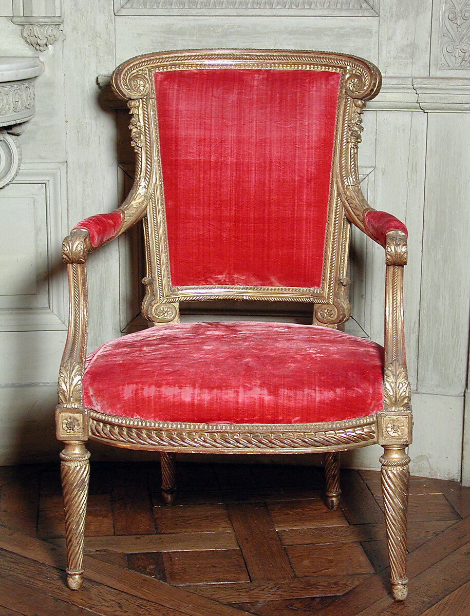 Armchair (part of a set), Georges Jacob (French, Cheny 1739–1814 Paris), Walnut, gilded, French, Paris 