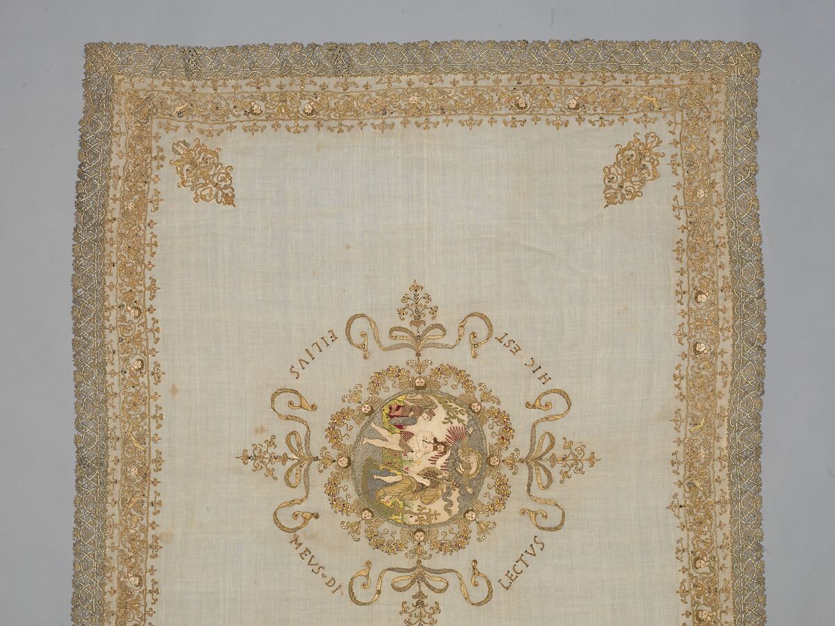 Chalice veil, Linen, silk, metal thread, Italian