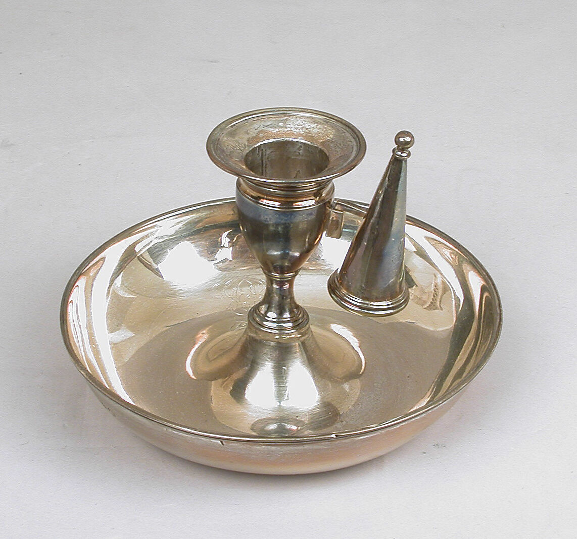 Chamber candlestick (one of a pair), John Mewburn, Silver, British, London 