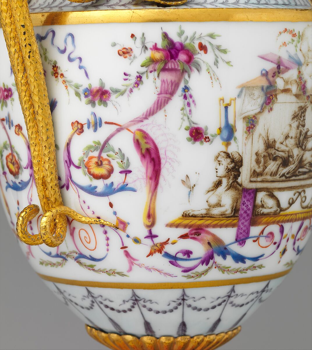 Pair of vases, Sèvres Manufactory (French, 1740–present), Hard-paste porcelain; gilt bronze, marble, French, Sèvres