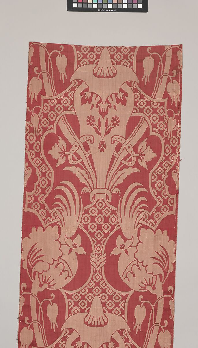 Furnishing damask, Silk; damask, British, London, Spitalfields or Dutch, Amsterdam