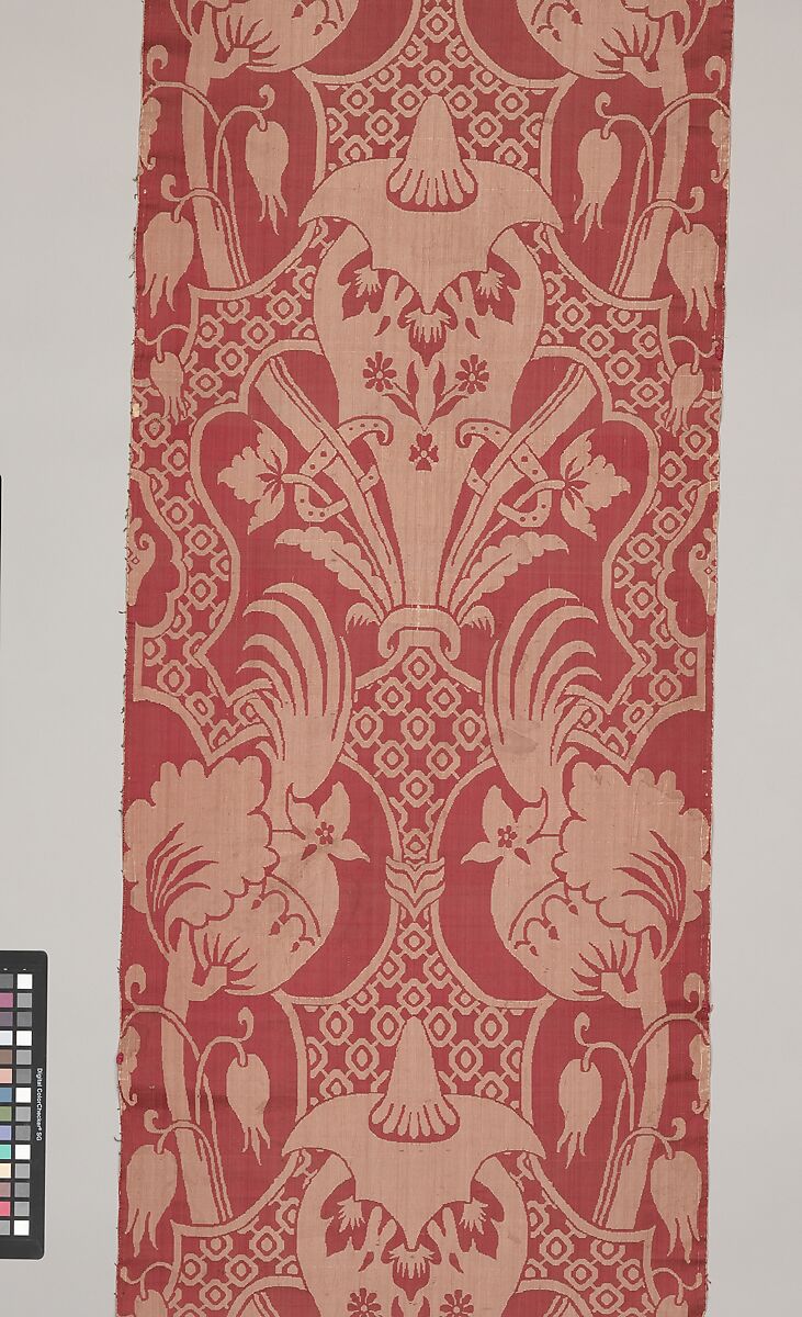 Furnishing damask, Silk; damask, British, London, Spitalfields or Dutch, Amsterdam