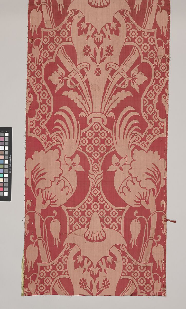Furnishing damask, Silk; damask, British, London, Spitalfields or Dutch, Amsterdam