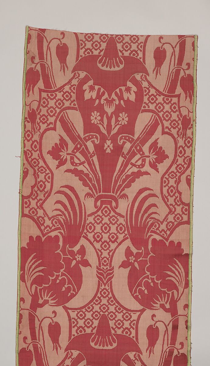 Furnishing damask, Silk; damask, British, London, Spitalfields or Dutch, Amsterdam