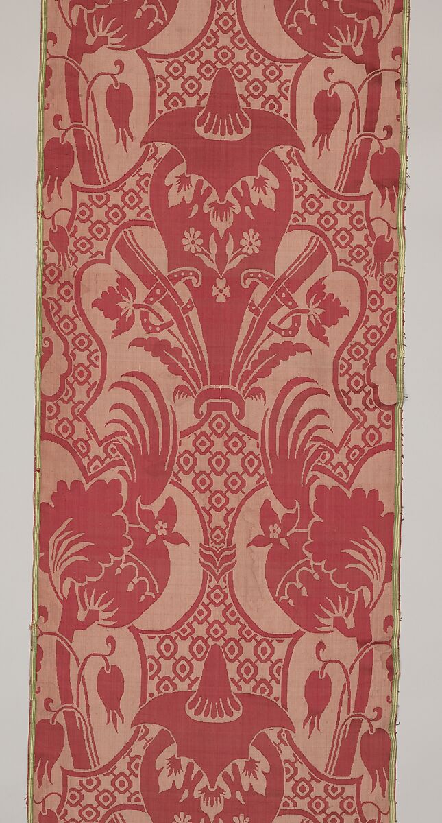 Furnishing damask, Silk; damask, British, London, Spitalfields or Dutch, Amsterdam