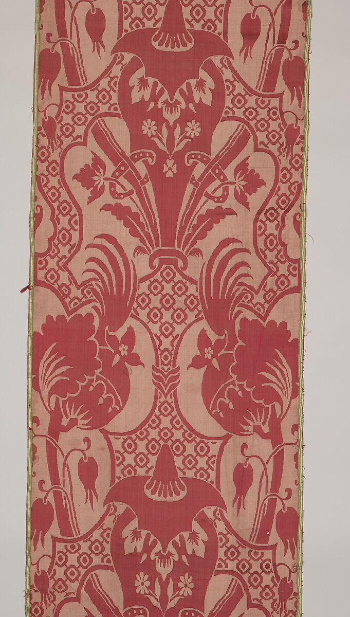 Furnishing damask, Silk; damask, British, London, Spitalfields or Dutch, Amsterdam