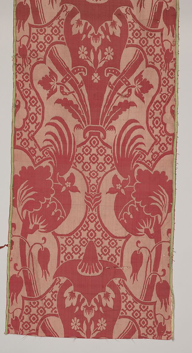 Furnishing damask, Silk; damask, British, London, Spitalfields or Dutch, Amsterdam
