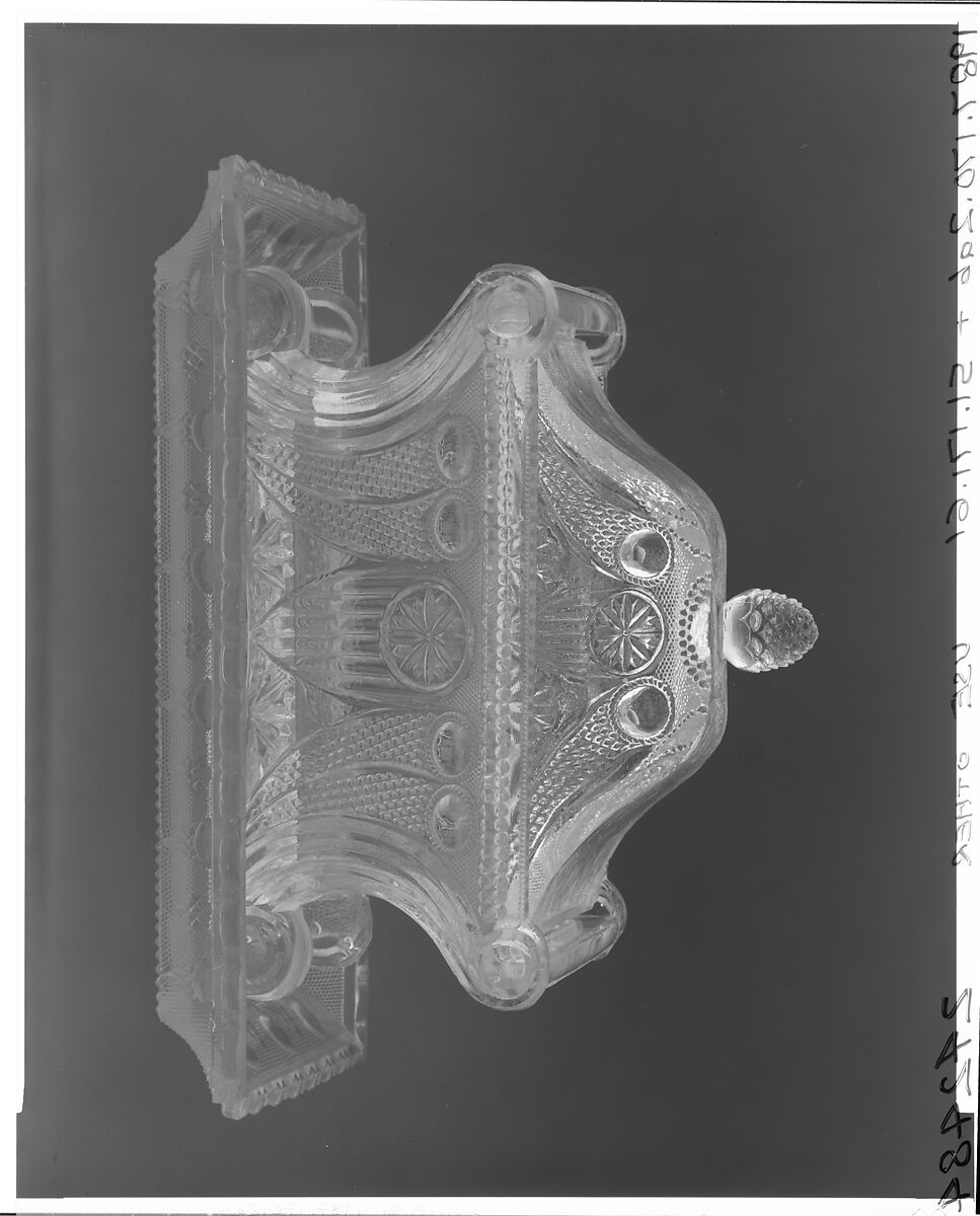 Covered Dish, Probably Boston &amp; Sandwich Glass Company (American, 1825–1888, Sandwich, Massachusetts), Lacy pressed glass, American