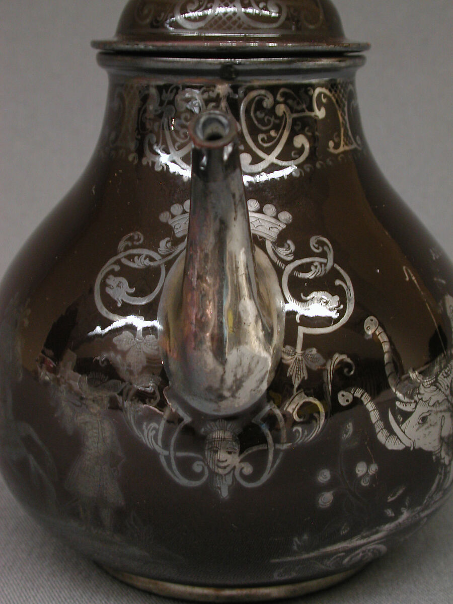 Teapot (part of a set), Earthenware, silver, German, Bayreuth