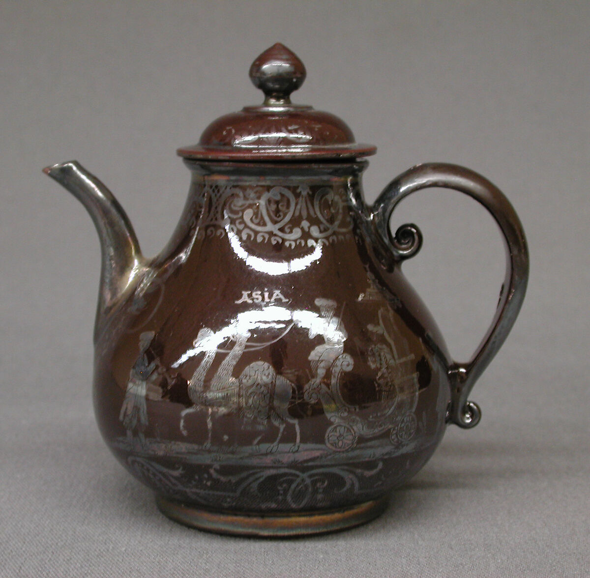 Teapot (part of a set), Earthenware, silver, German, Bayreuth 