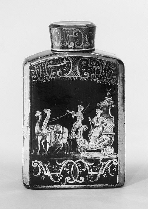 Tea caddy (part of a set), Earthenware, silver, German, Bayreuth