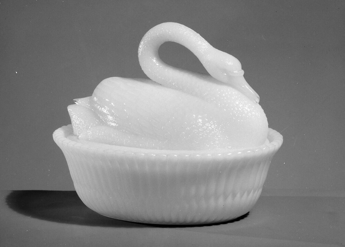 Figure Dish, McKee and Brothers (1856–89), Pressed opaque white glass, American 